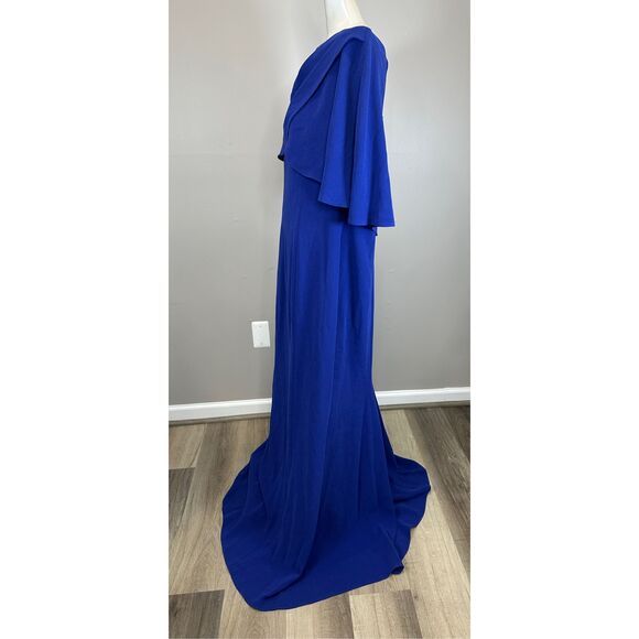 Teri Jon by Rickie Freeman Capelet Crepe Column Gown US14 $660 - Picture 7 of 10